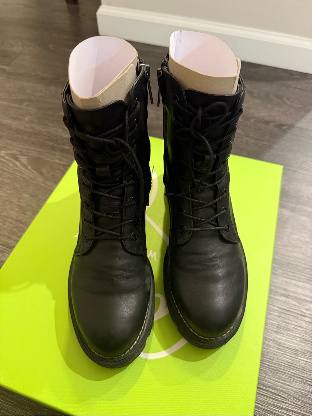 Sam Edelman Black Lace-Up Combat Boots
